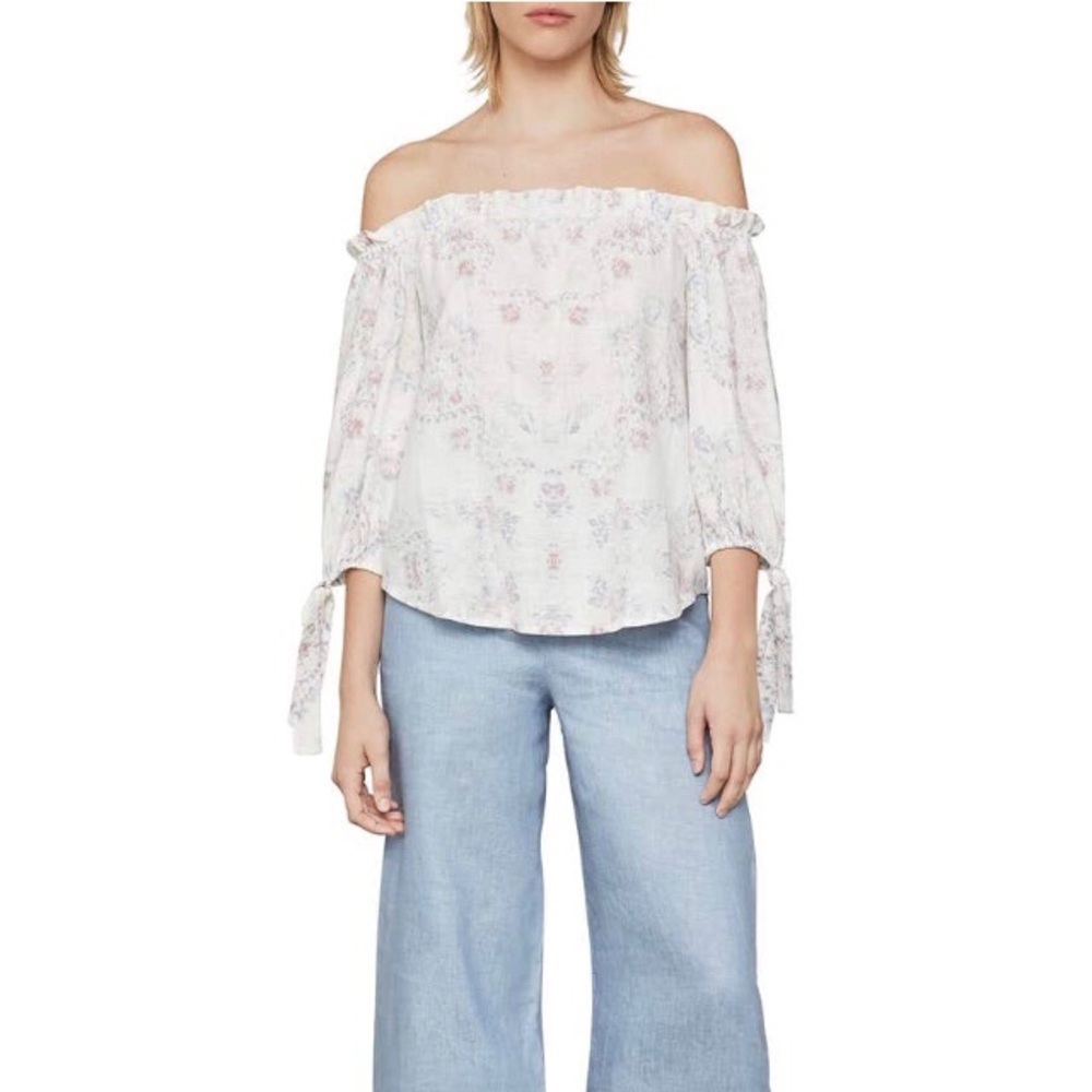BCBGMaxAzria off the shoulder linen top - NWT